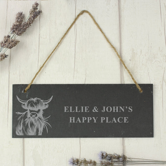 Personalised Highland Cow Slate Sign - image 3