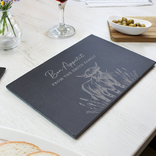 Personalised Highland Cow Slate Placemat - image 2