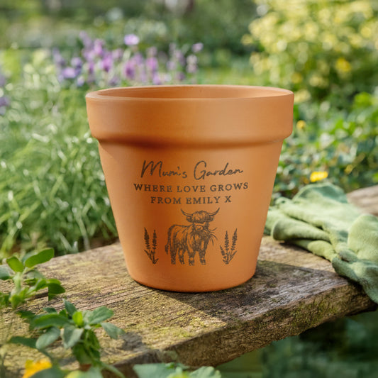 Personalised Highland Cow Terracotta Plant Pot - image 2