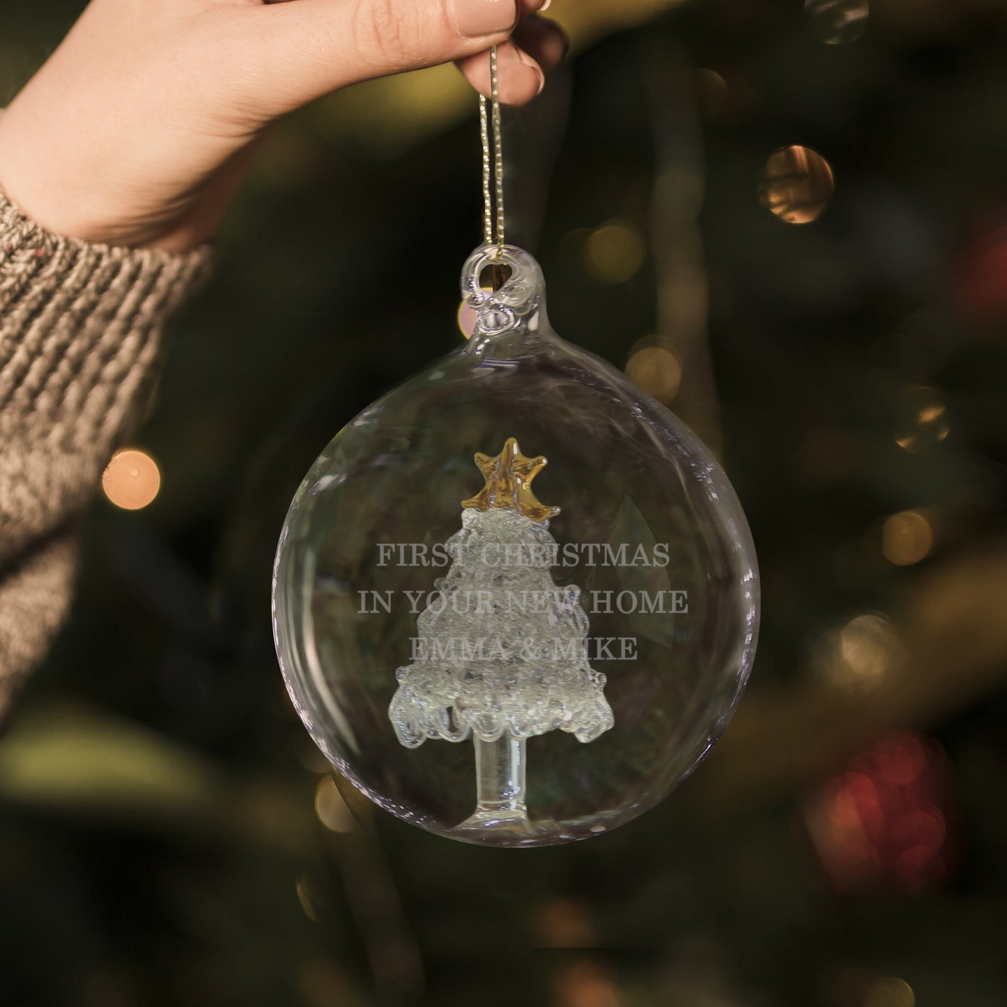 Personalised Glass Christmas Tree Bauble - image 3