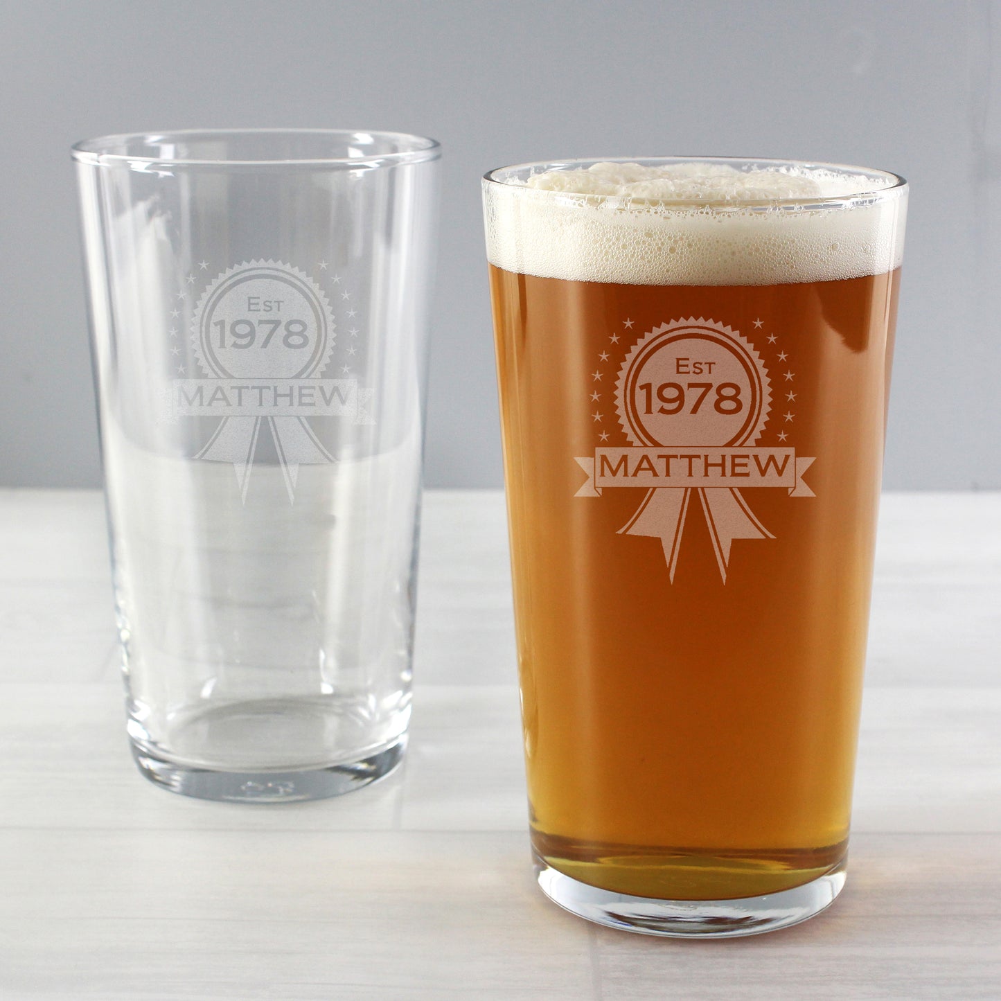 Personalised Established Rosette Pint Glass - image 4