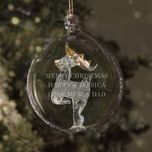Personalised Glass Reindeer Bauble - image 2