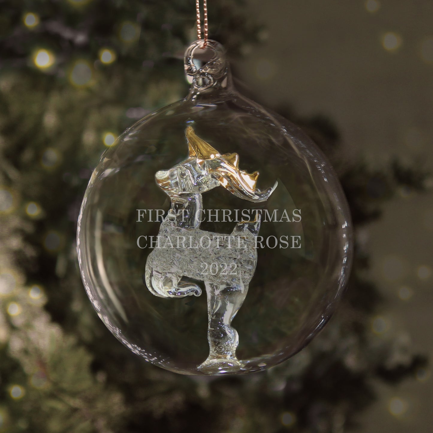 Personalised Glass Reindeer Bauble - image 3