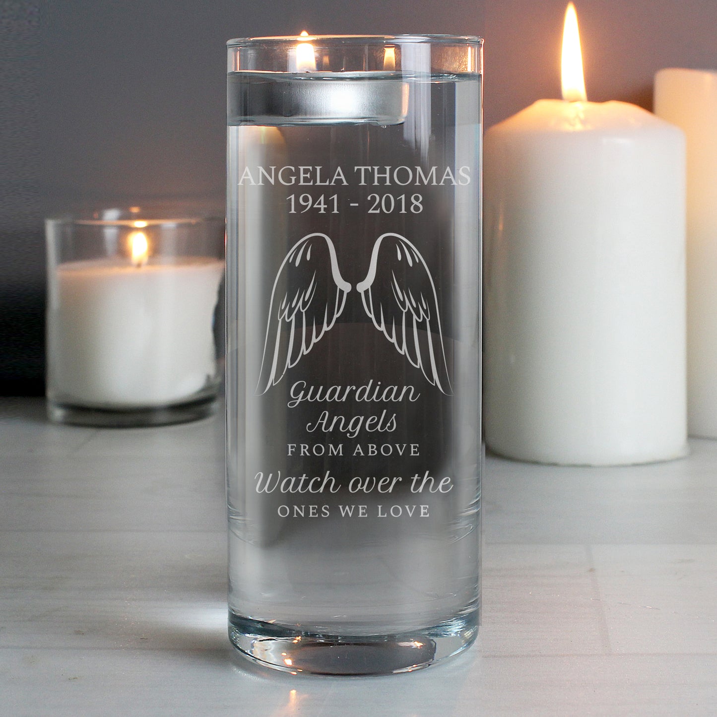 Personalised Guardian Angel Wings Floating Candle Holder from Heartfelt Gifts