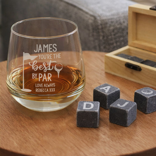 Personalised Best by Par Whisky Glass & Stones Set – Golf Lover Gift - image 2