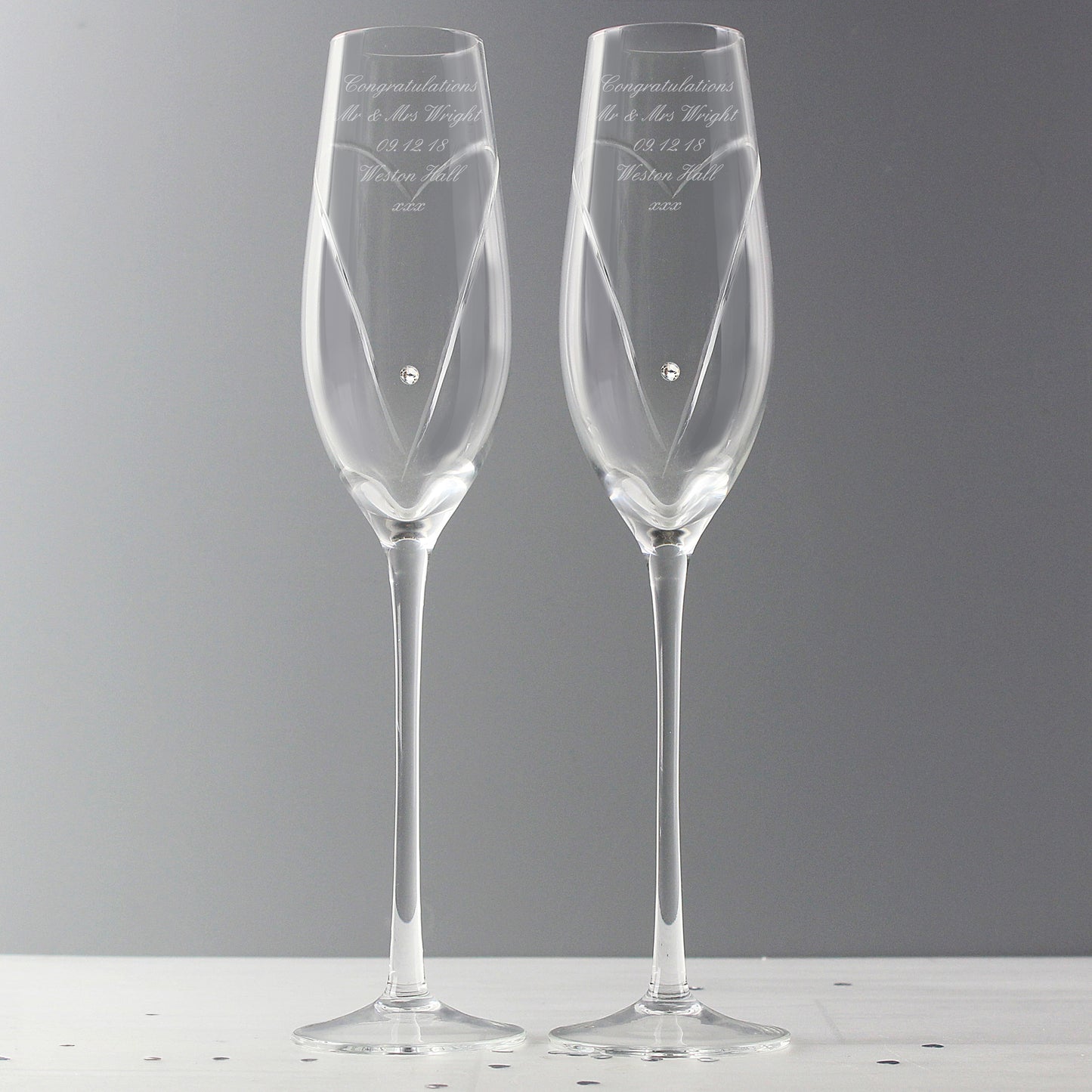 Personalised Heart Champagne Flutes Gift Box - Message - image 6