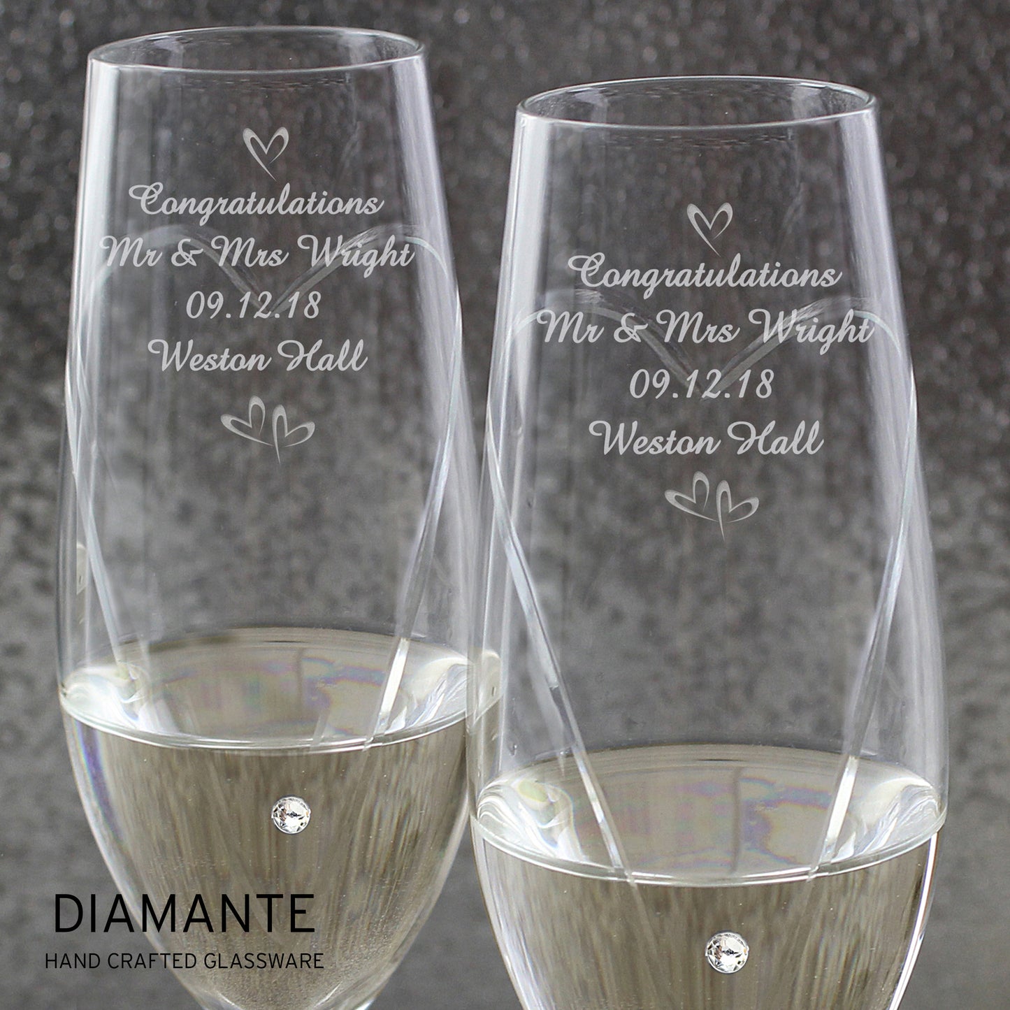Personalised Little Hearts Champagne Flutes Gift Box - image 8