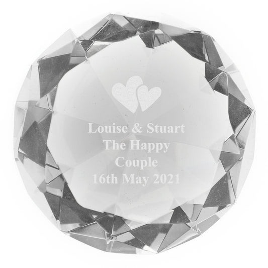 Personalised Heart Motif Diamond Paperweight - image 2
