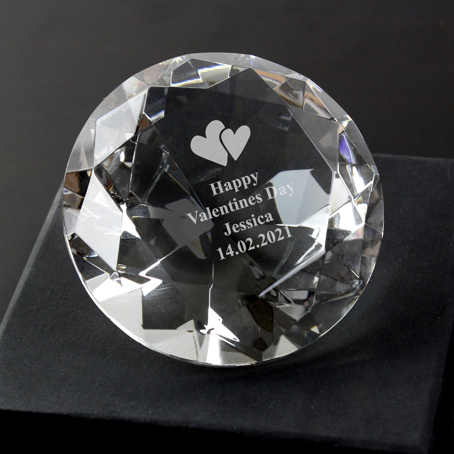 Personalised Heart Motif Diamond Paperweight - image 3