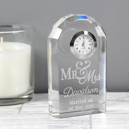 Personalised Mr & Mrs Crystal Clock - image 3