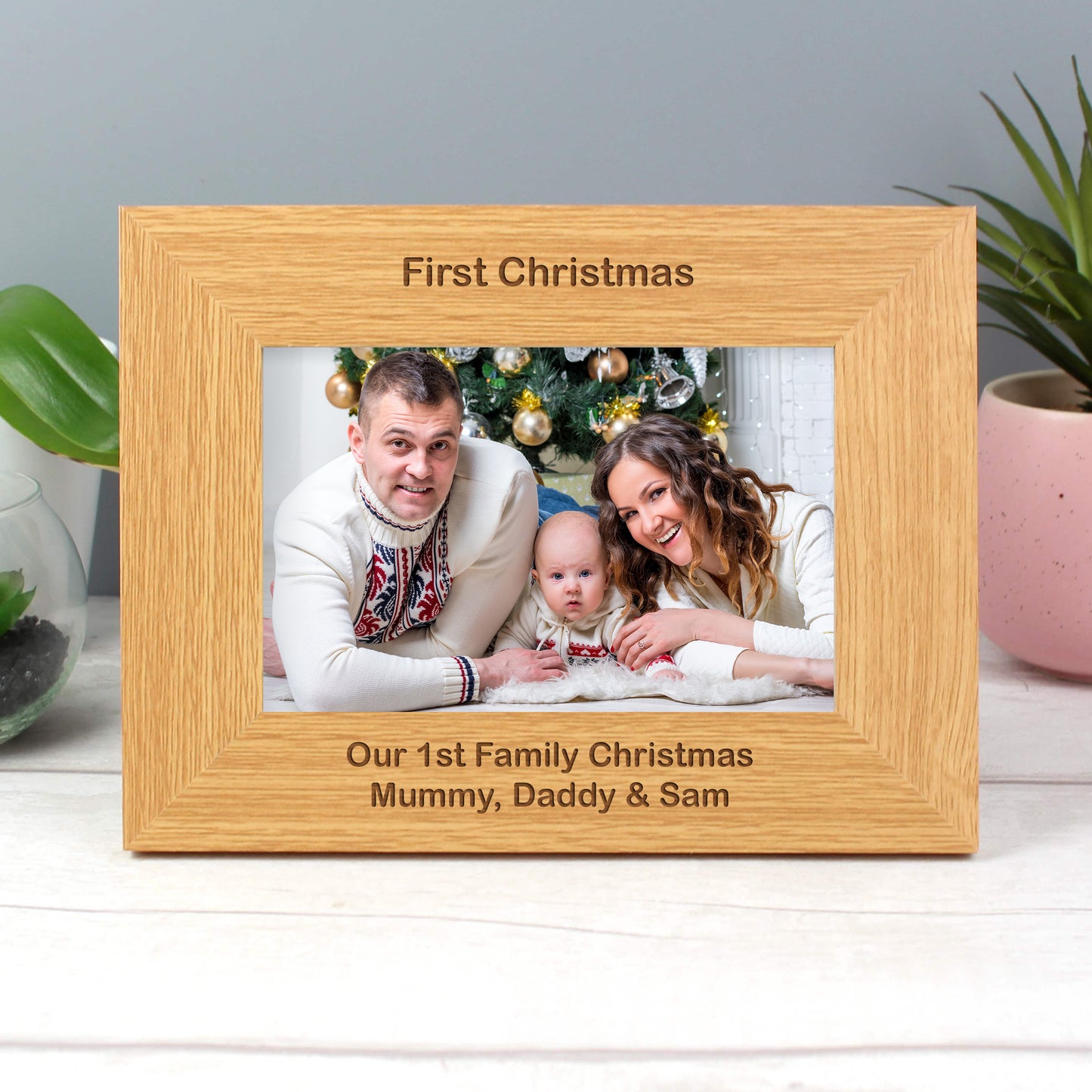 Personalised Short Message 6x4 Landscape Oak Finish Photo Frame - image 7