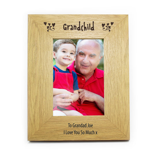 Personalised Oak Finish 6x4 Grandchild Photo Frame - image 2