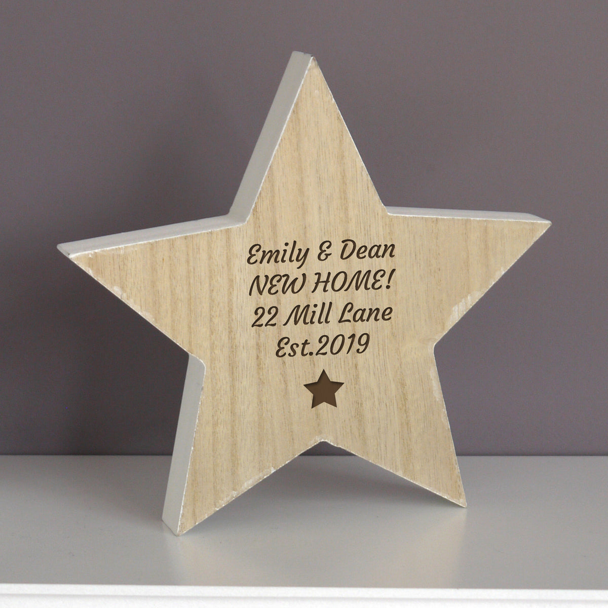 Personalised Star Motif Rustic Wooden Star Decoration - image 4