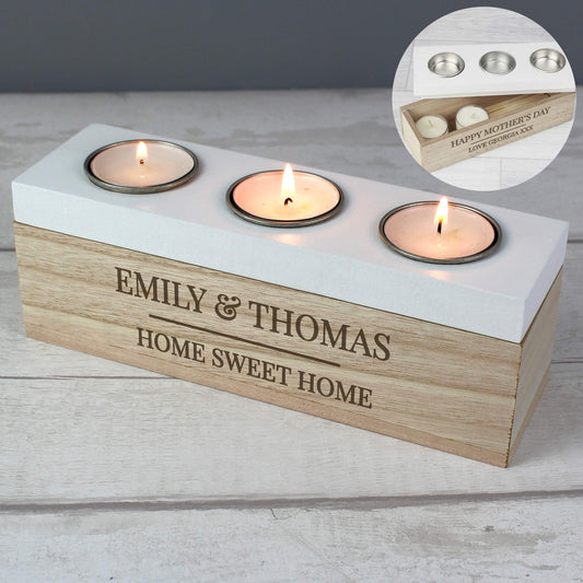Personalised Classic Triple Tea Light Box - image 3