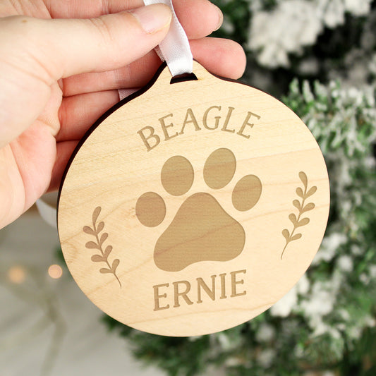 Personalised Dog Breed Round Wooden Bauble - image 4