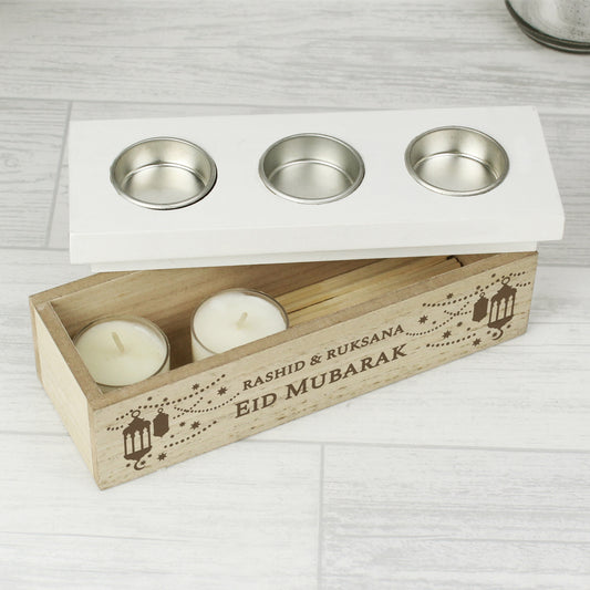 Personalised Eid and Ramadan Triple Tea Light Box - image 2