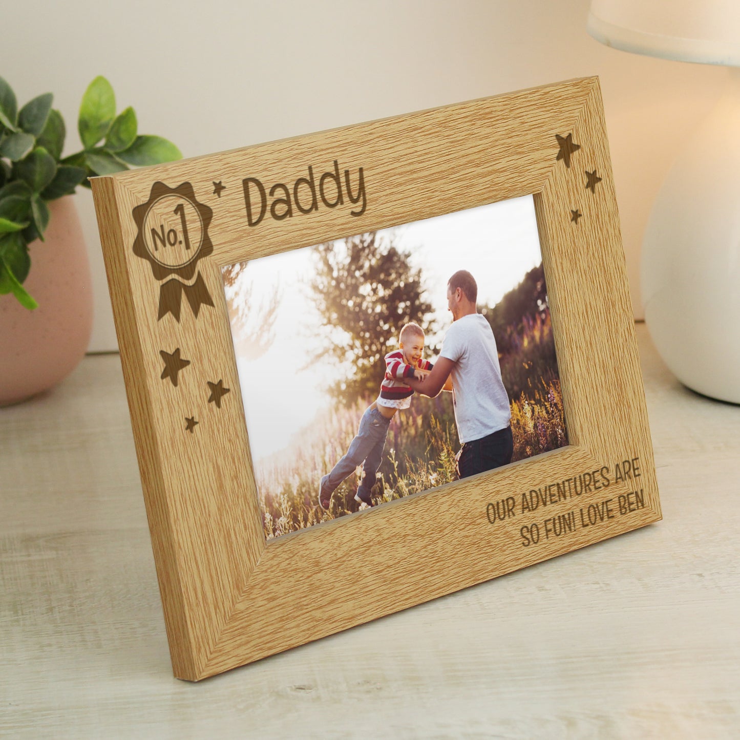 Personalised No.1 6x4 Wooden Photo Frame – Birthday & Father's Day Gift - image 4