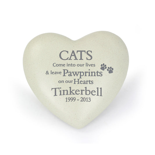 Personalised Cat Pawprints Heart Memorial - image 2