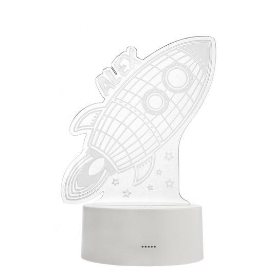 Personalised Space Rocket LED Colour Changing Wireframe Night Light - image 2