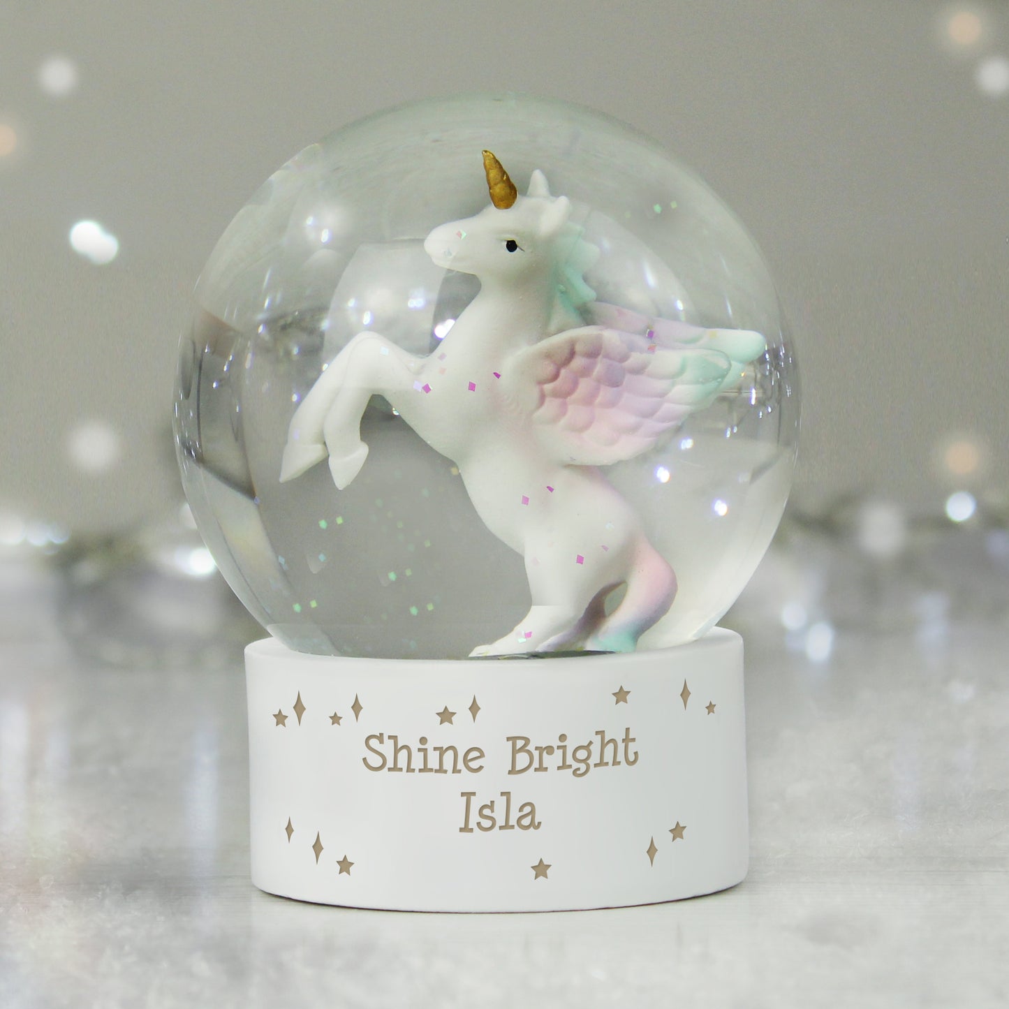 Personalised Unicorn Snow Globe from Heartfelt Gifts