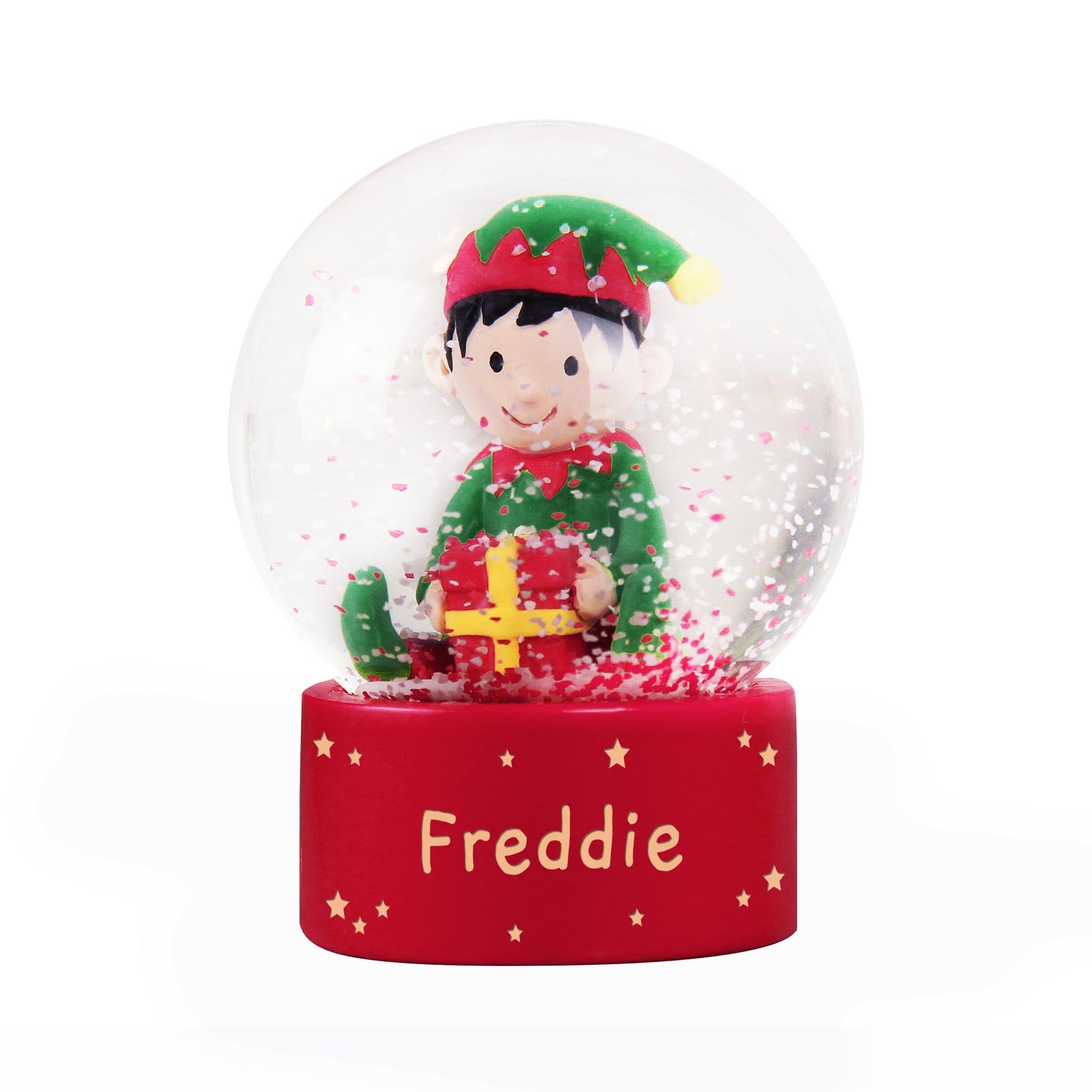 Personalised Name Only Elf Glitter Snow Globe - image 4
