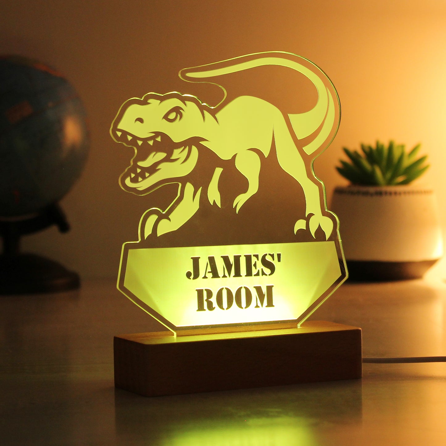 Personalised Dinosaur Wooden Based LED Light - image 13