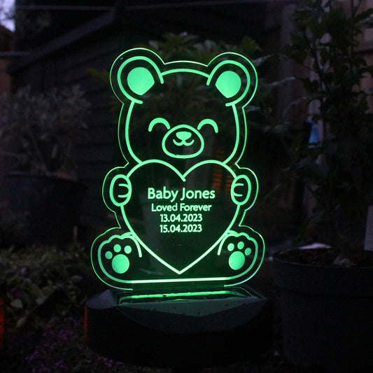 Personalised Memorial Solar Light - Bear - image 2