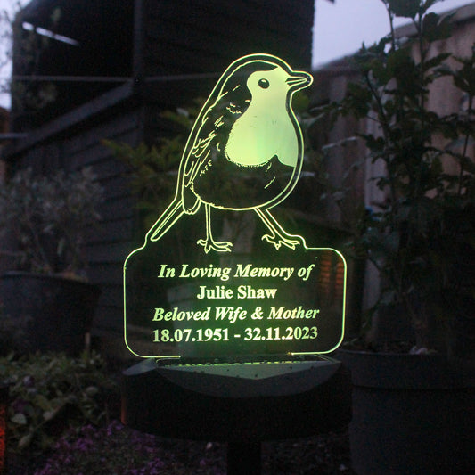 Personalised Memorial Solar Light - Robin - image 2