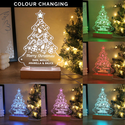 Personalised Christmas Tree Wooden Based LED Light - image 2