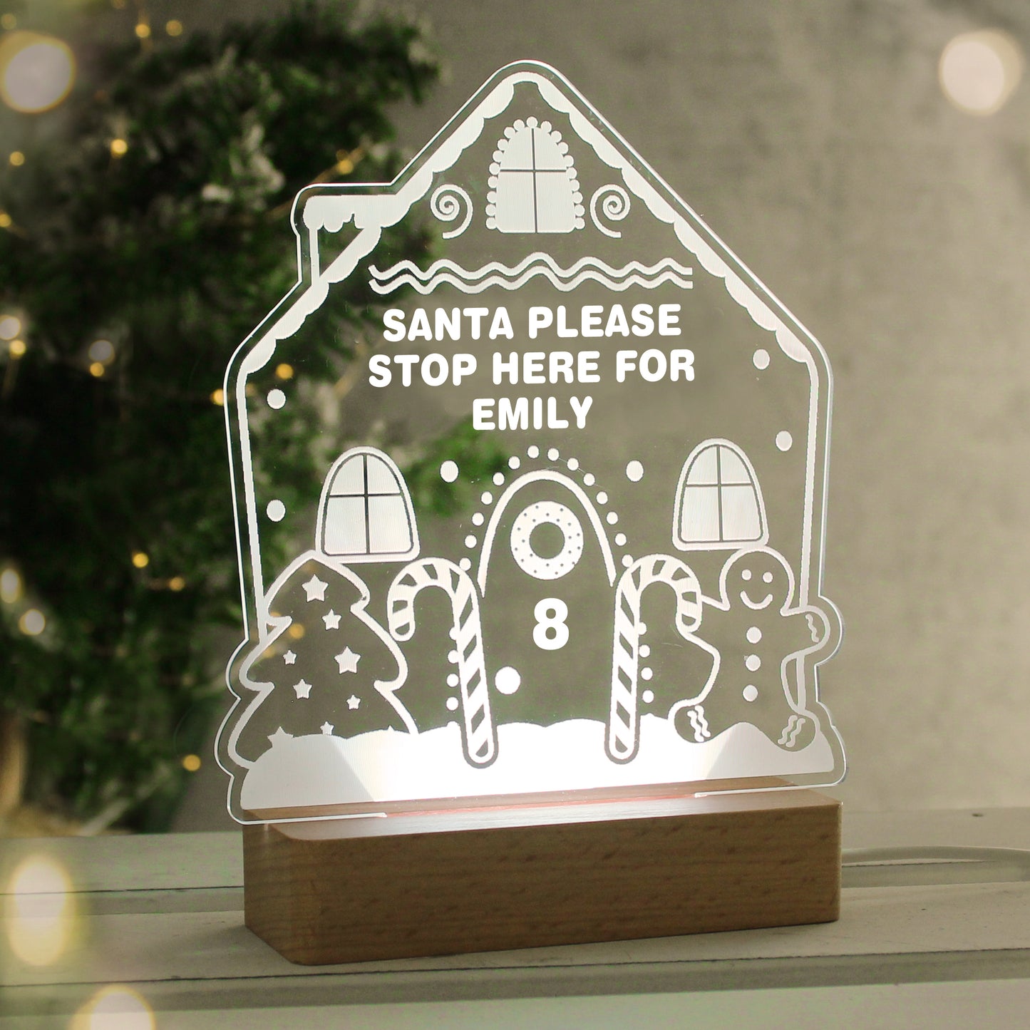 Personalised Gingerbread House Christmas Wooden Based LED Light - image 10