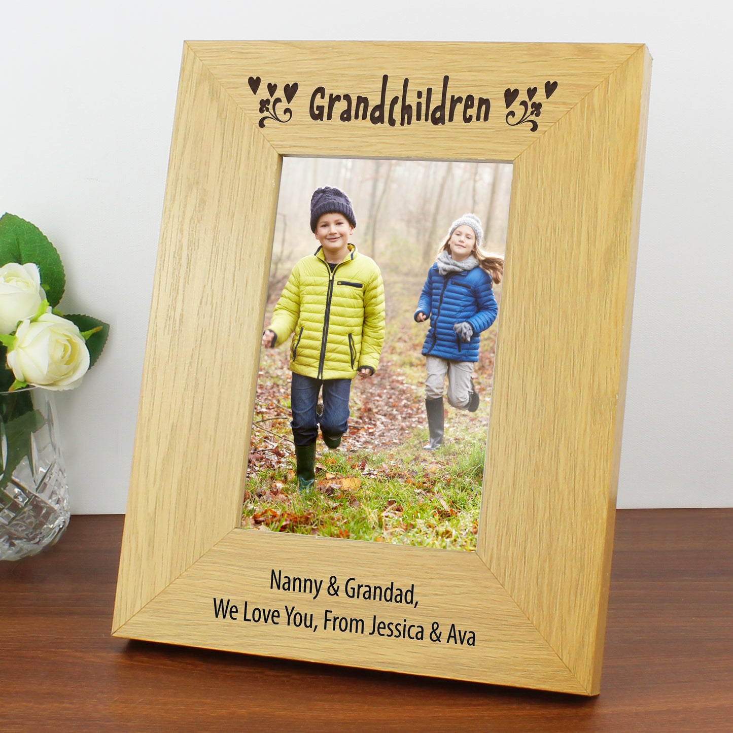 Personalised Oak Finish 6x4 Grandchildren Photo Frame - image 4