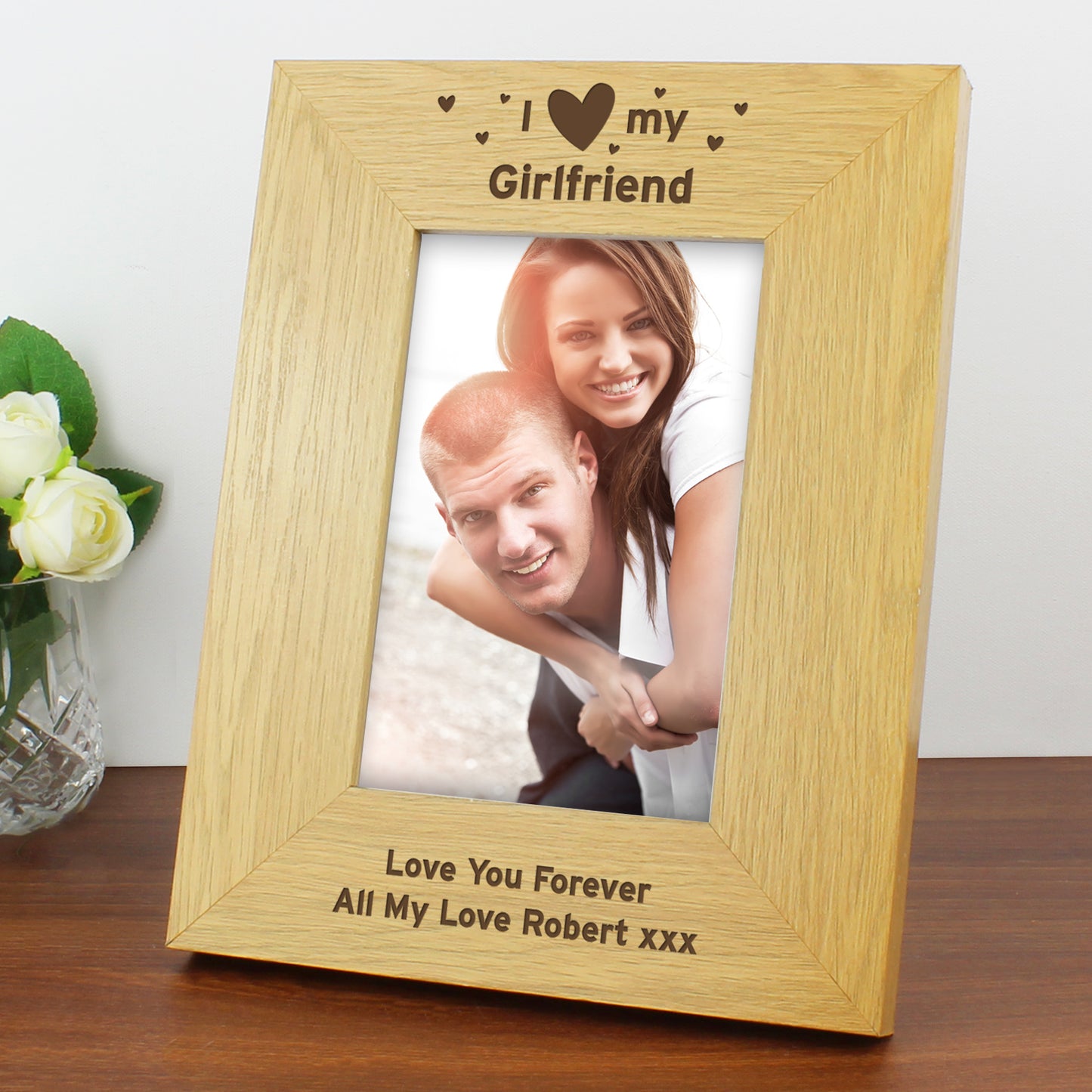 Personalised Oak Finish 6x4 I Heart My Photo Frame - image 13