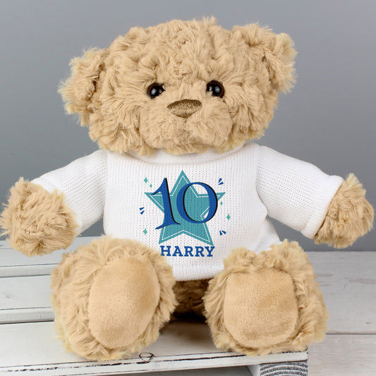 Personalised Blue Big Age Teddy Bear - image 3