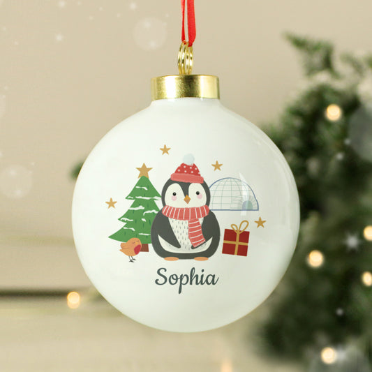 Personalised Christmas Penguin Bauble - image 2