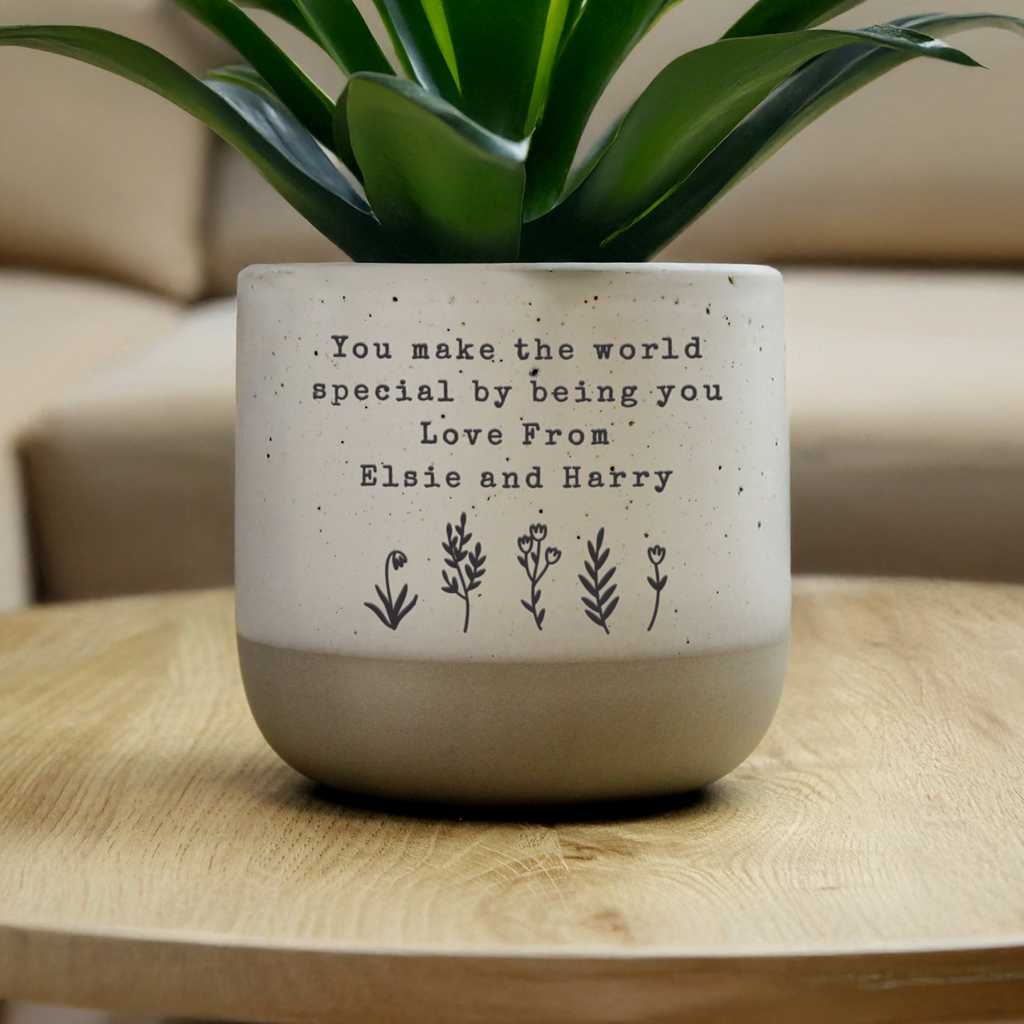 Personalised Floral Flecked Plant Pot - image 2