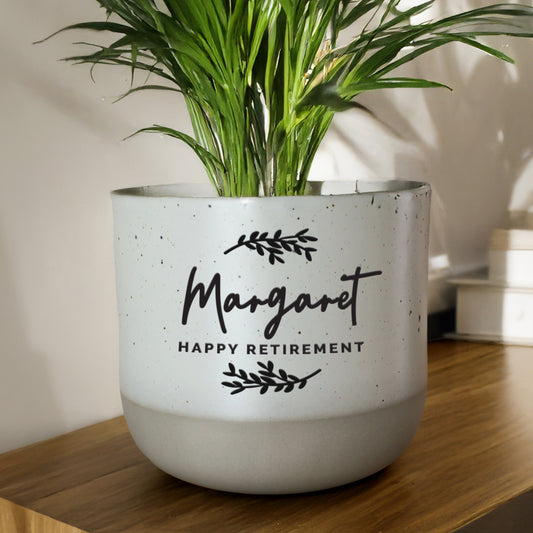 Personalised Botanical Flecked Plant Pot - image 3