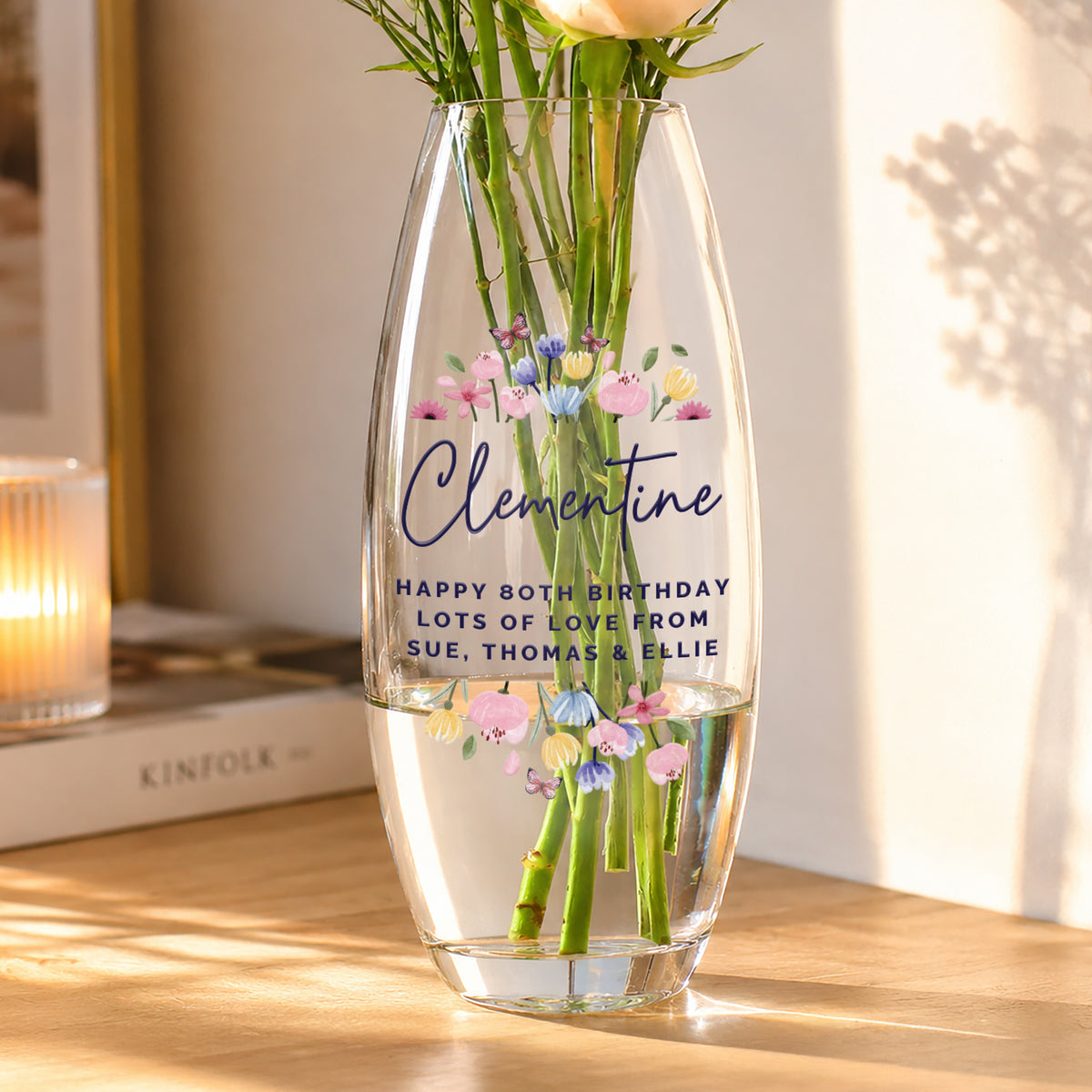 Personalised Bright Floral Bullet Vase from Heartfelt Gifts