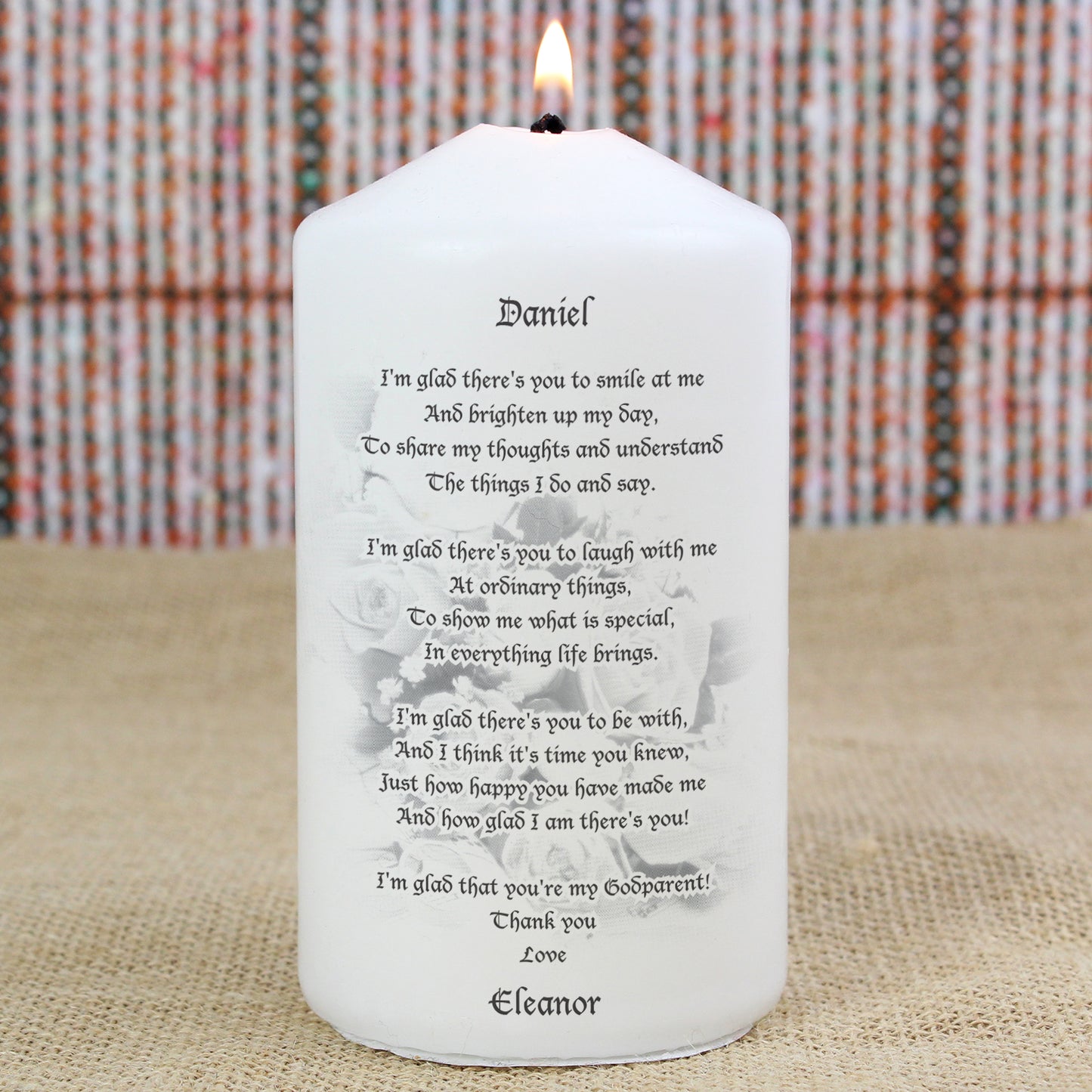 Personalised Godparent Pillar Candle - image 3