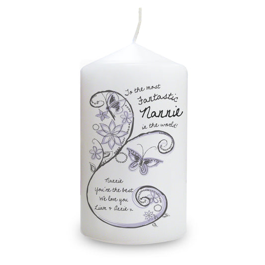 Personalised Flower Pattern Pillar Candle - image 2