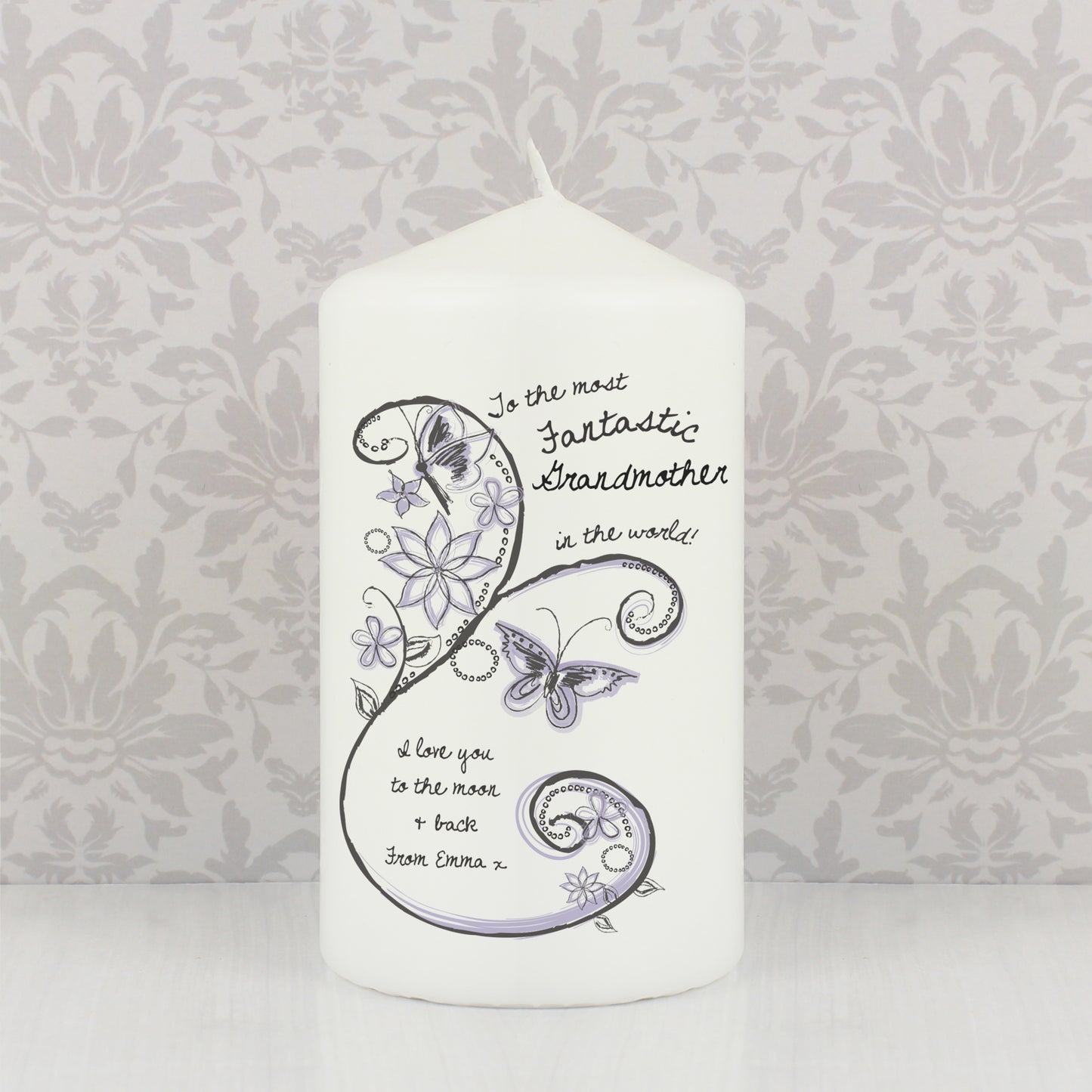 Personalised Flower Pattern Pillar Candle - image 3