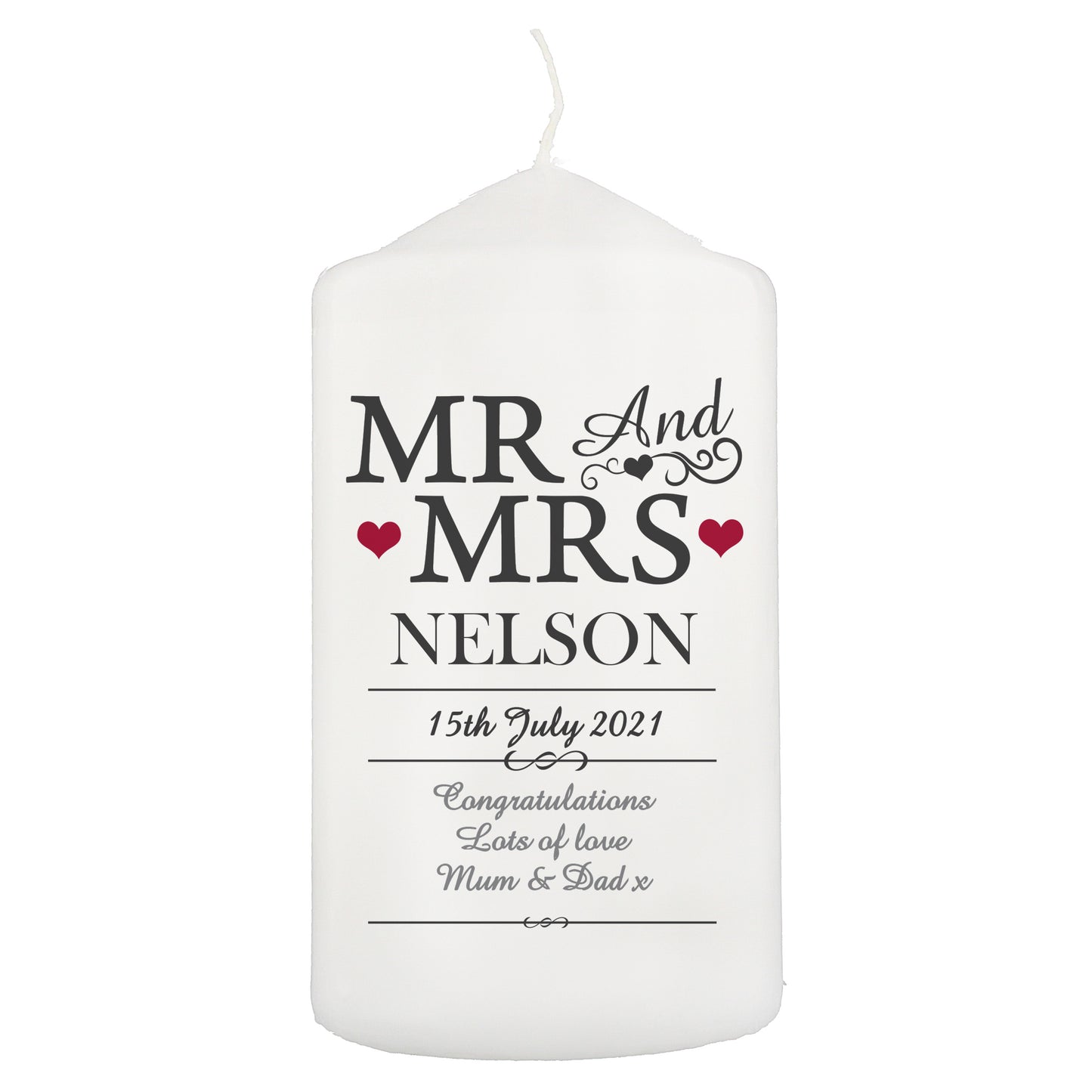 Personalised Mr & Mrs Pillar Candle - image 2