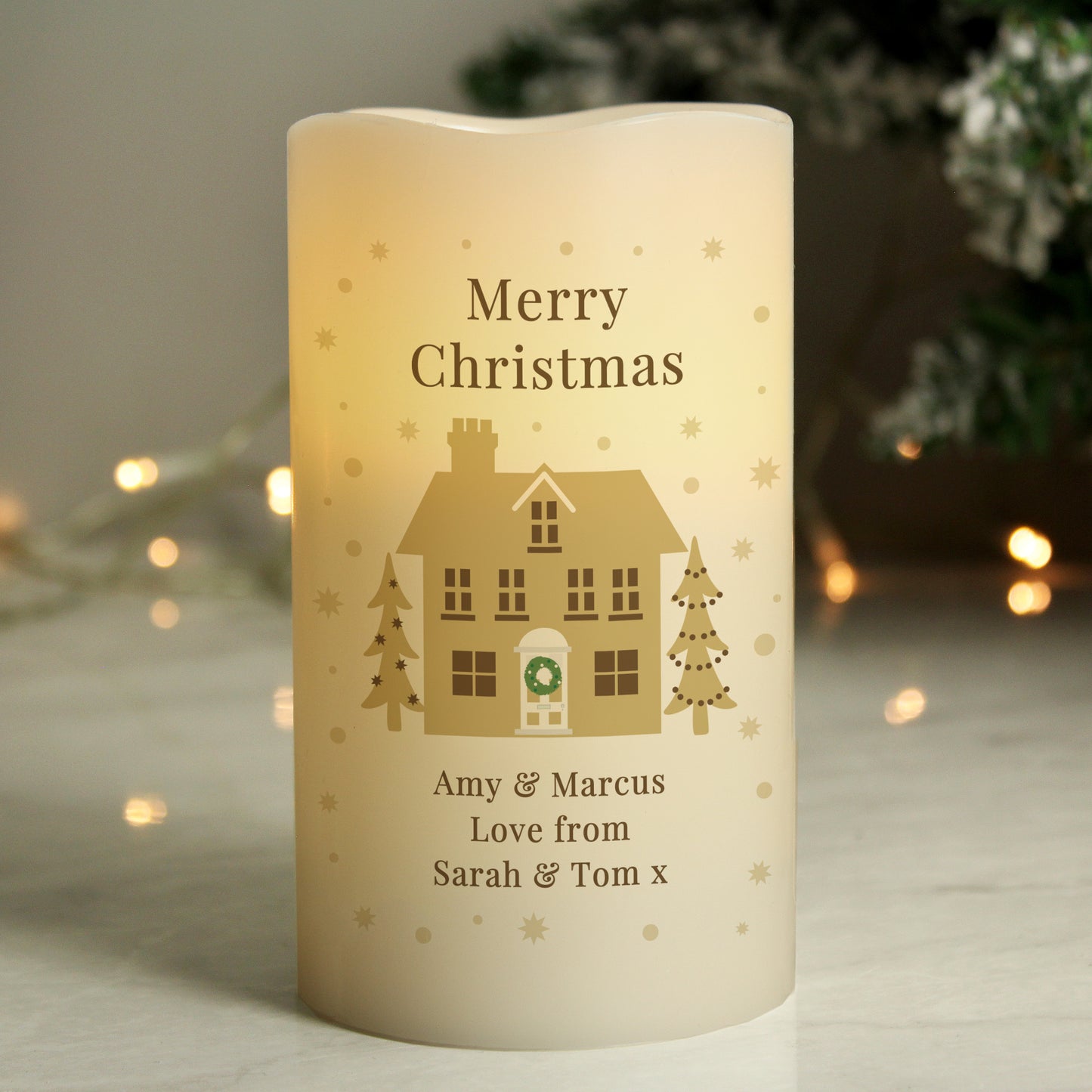 Personalised Festive Village LED Candle - image 4