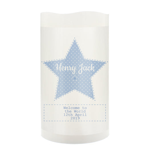 Personalised Stitch & Dot Baby Boy Nightlight LED Candle - image 2