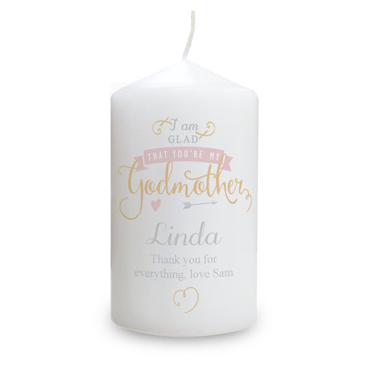 Personalised I Am Glad... Godmother Pillar Candle - image 2