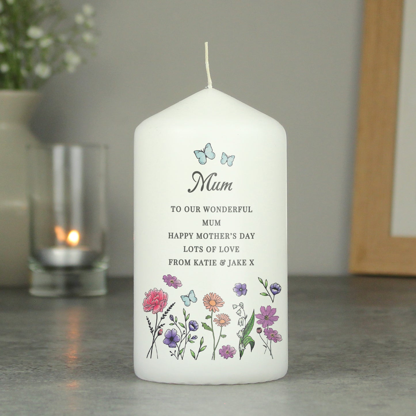 Personalised Wild Flowers Pillar Candle - image 4
