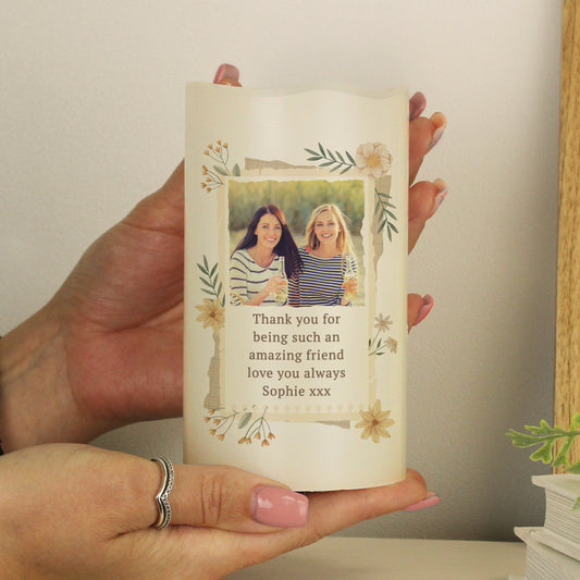 Personalised Wild Flowers Photo Upload LED Candle - image 2