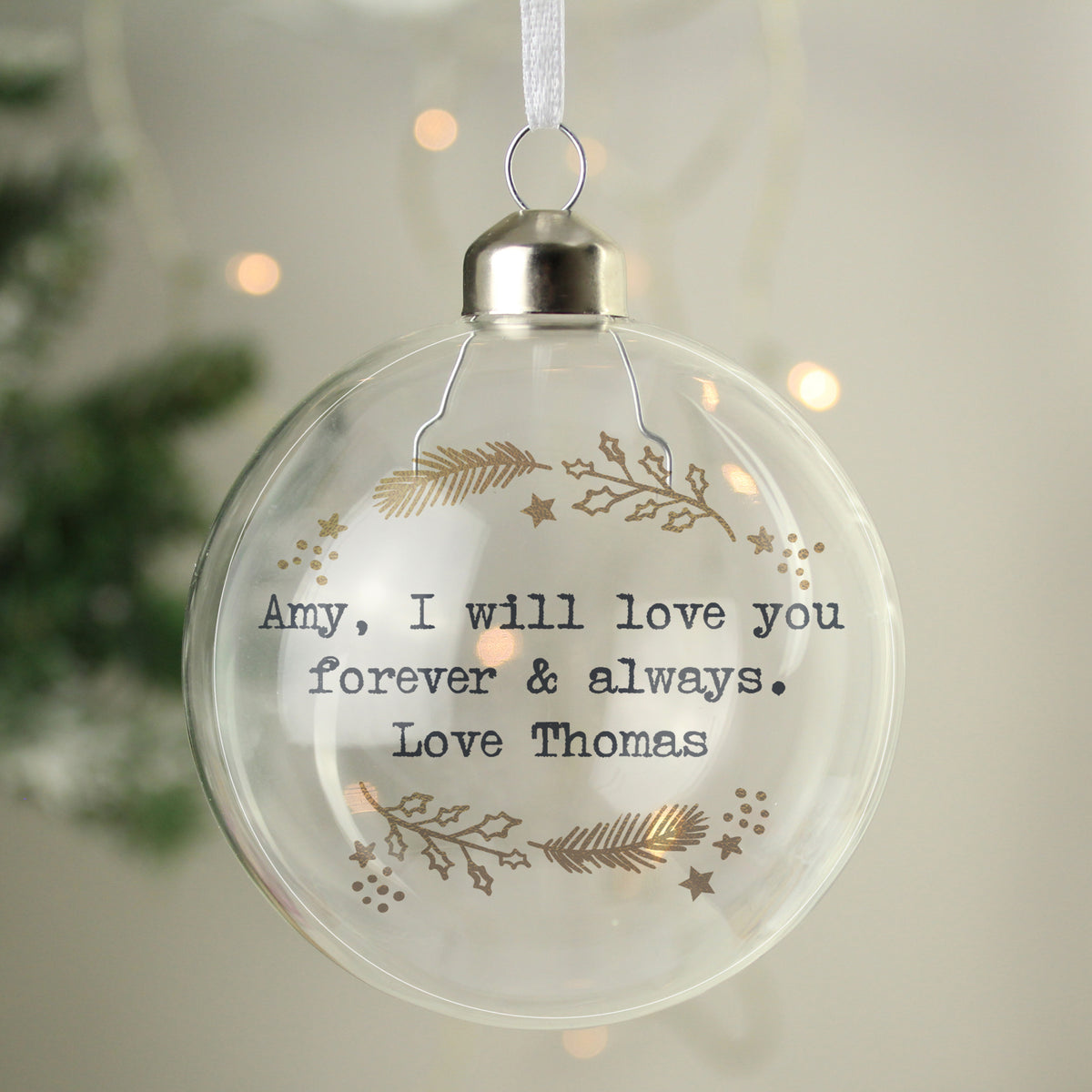 Personalised Gold Wreath Glass Bauble - image 7