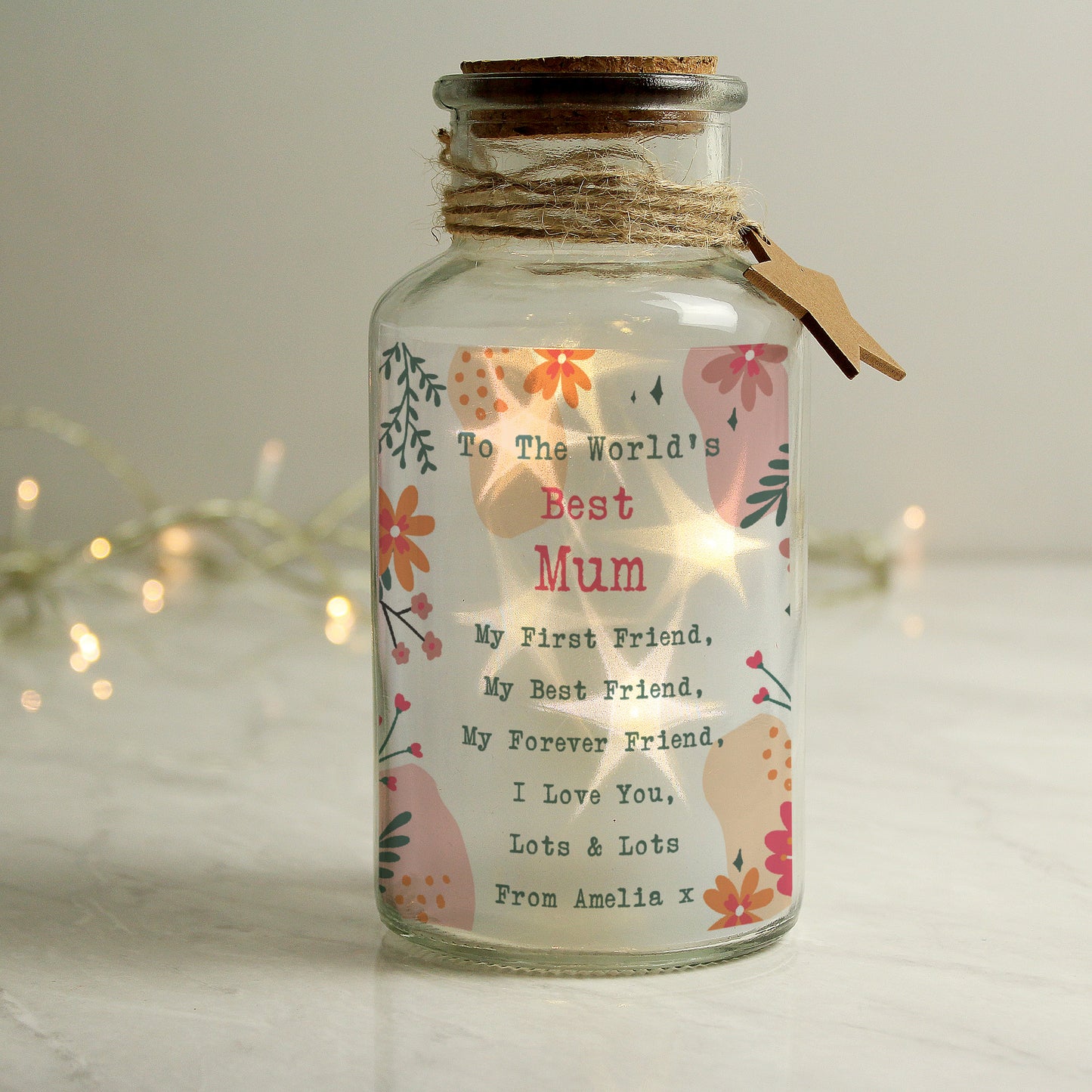 Personalised Floral LED Glass Jar - image 4