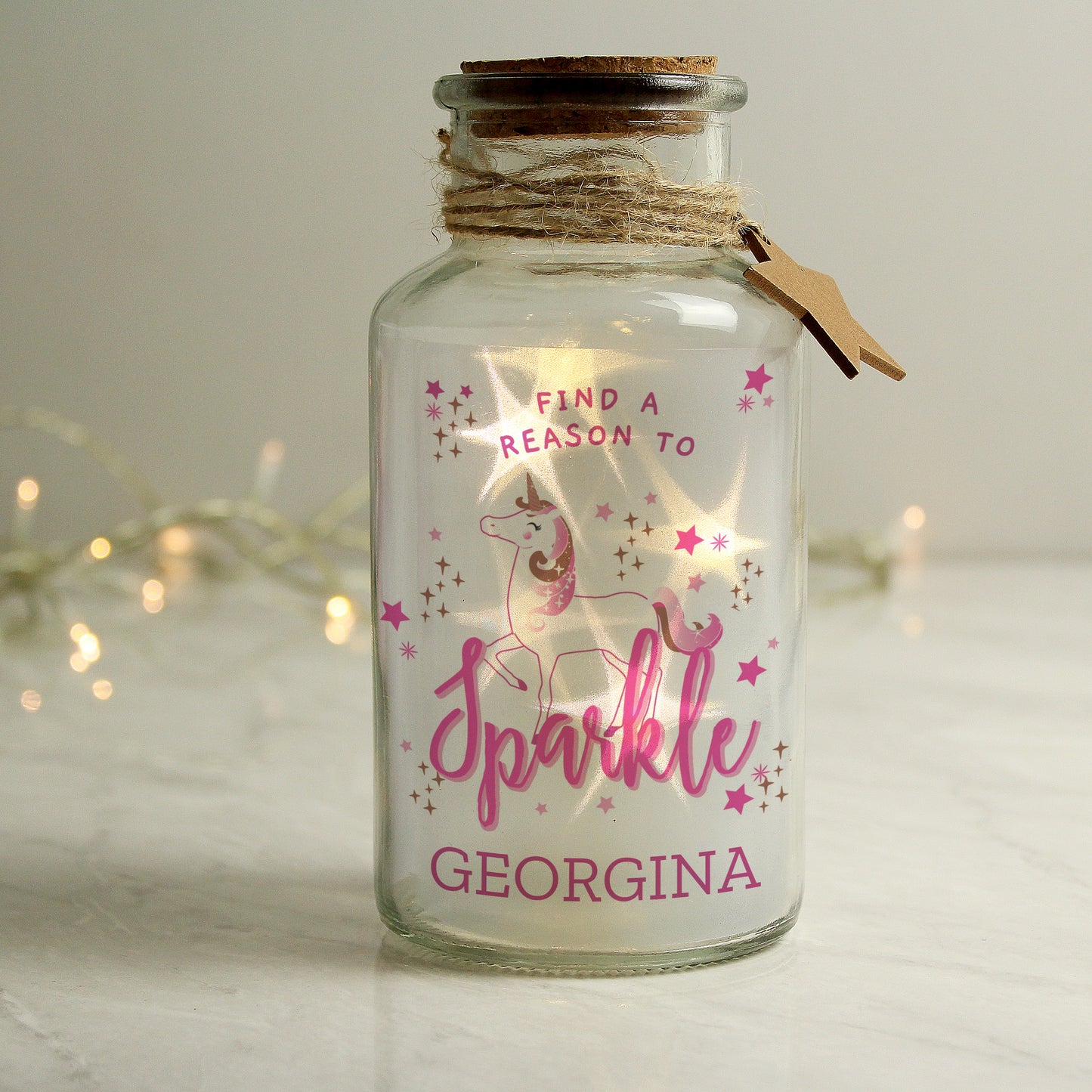 Personalised Unicorn LED Glass Jar - image 2