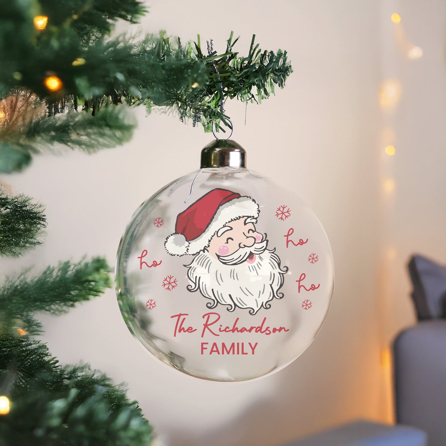 Personalised Santa Glass Christmas Bauble – Christmas Tree Keepsake Gift - image 3